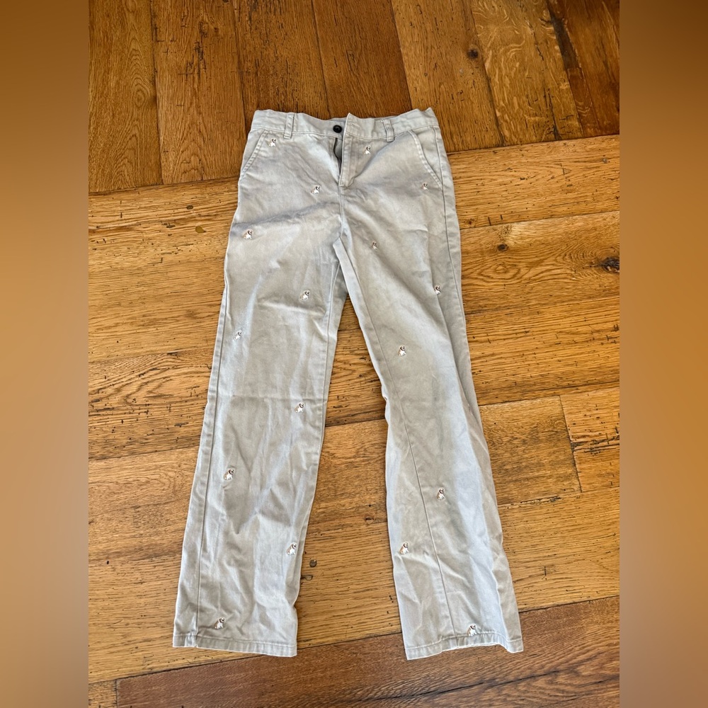 Janie and Jack Tan and White Bulldog  pants size 12 read